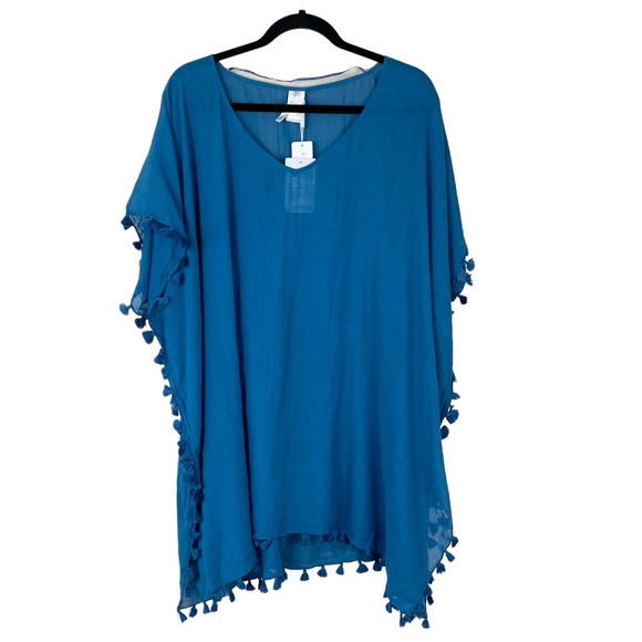NWT Seafolly Amnesia Caftan Swim Coverup Peacock Teal - Picture 2 of 10